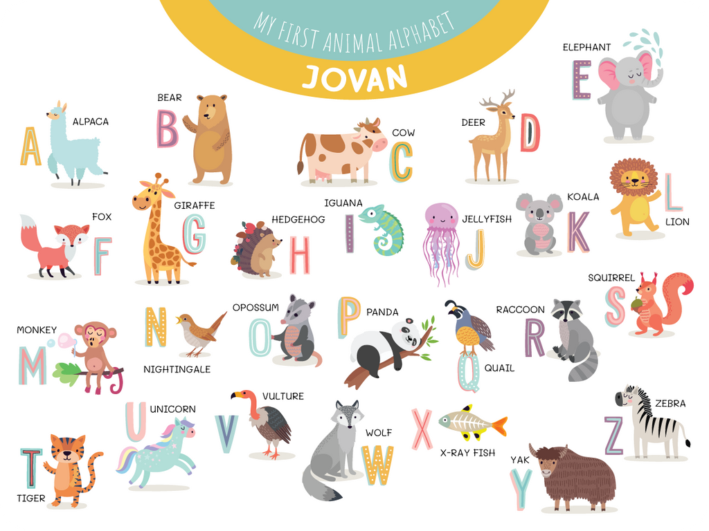 Podmetači na engleskom Stikea Podmetač My first animal alphabet sa personalizacijom