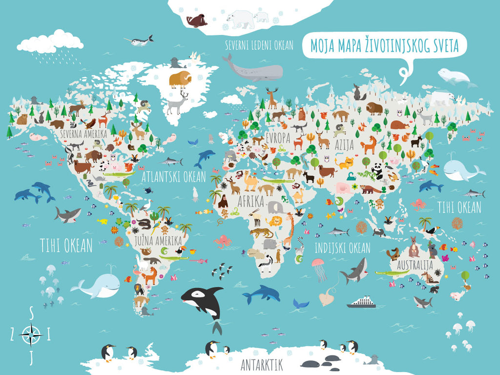 Stikea Latinica Podmetač Moja mapa životinjskog sveta