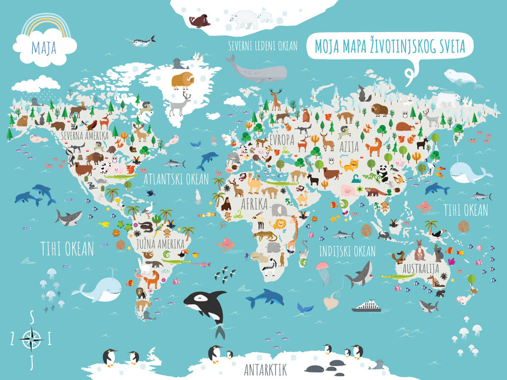 Stikea Podmetač Moja mapa životinjskog sveta sa personalizacijom